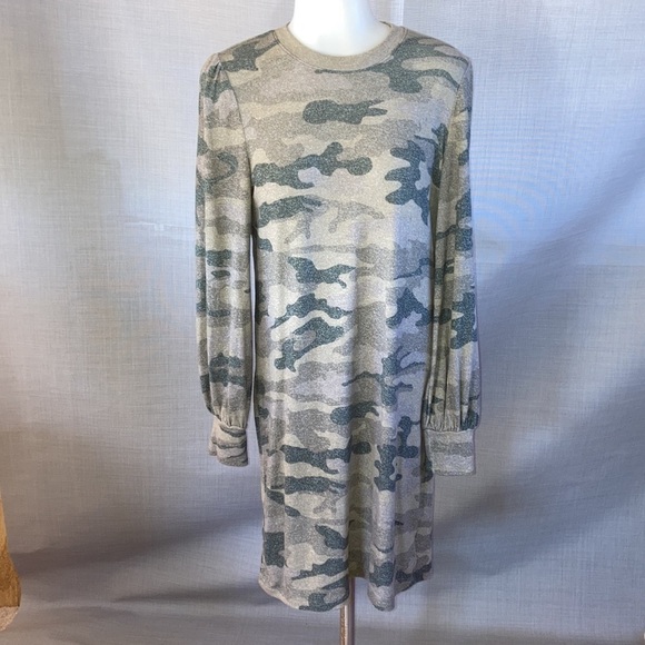 Lucky XS camo dress soft oversized army camouflage long sleeve shift dress - Picture 3 of 10